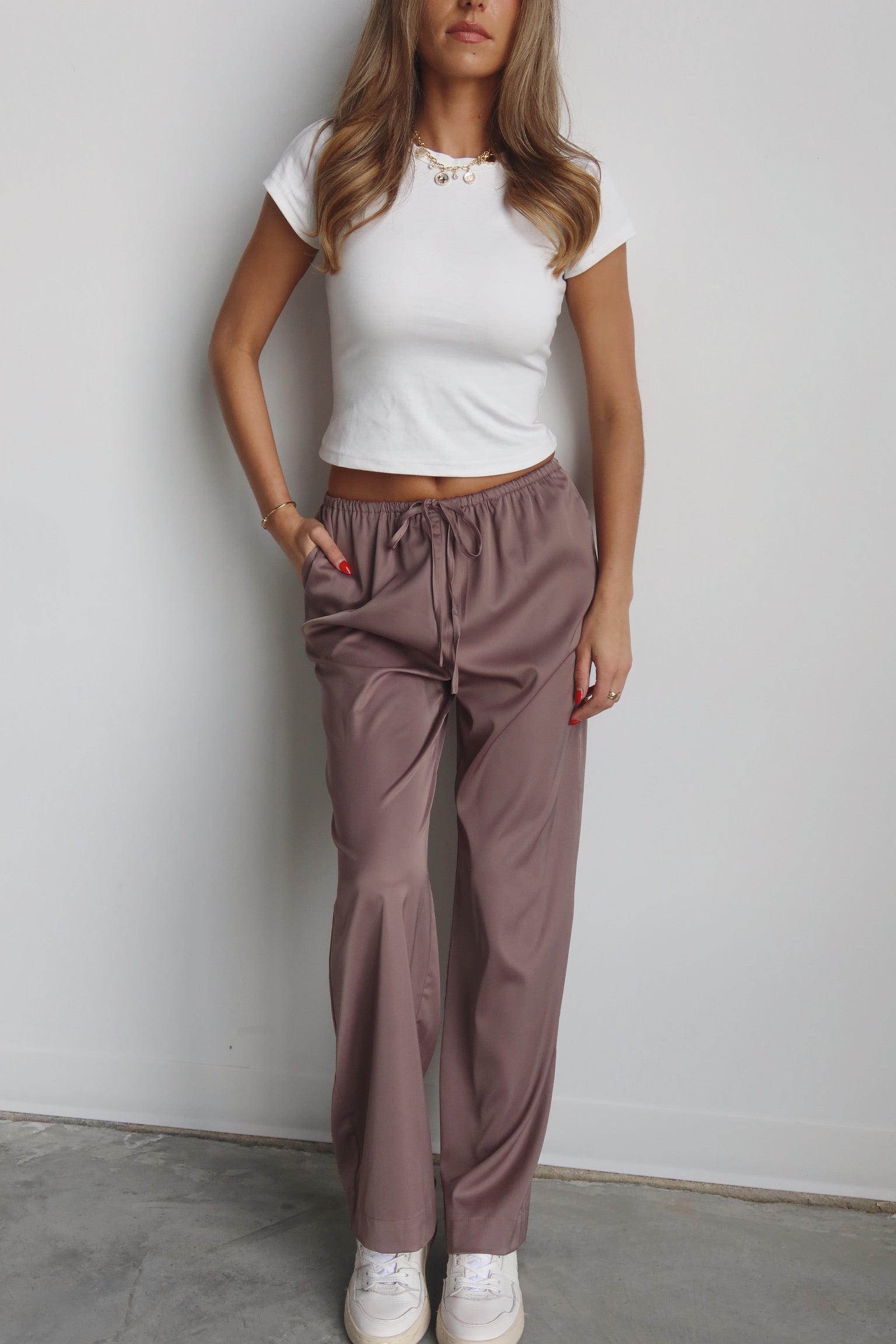 Sofia Straight Leg Satin Pants