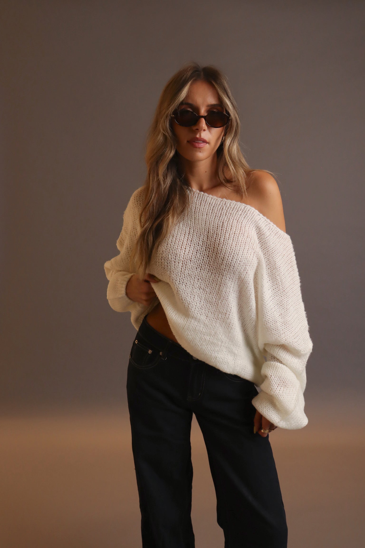 Kacey Boat Neck Pullover Sweater In Ivory