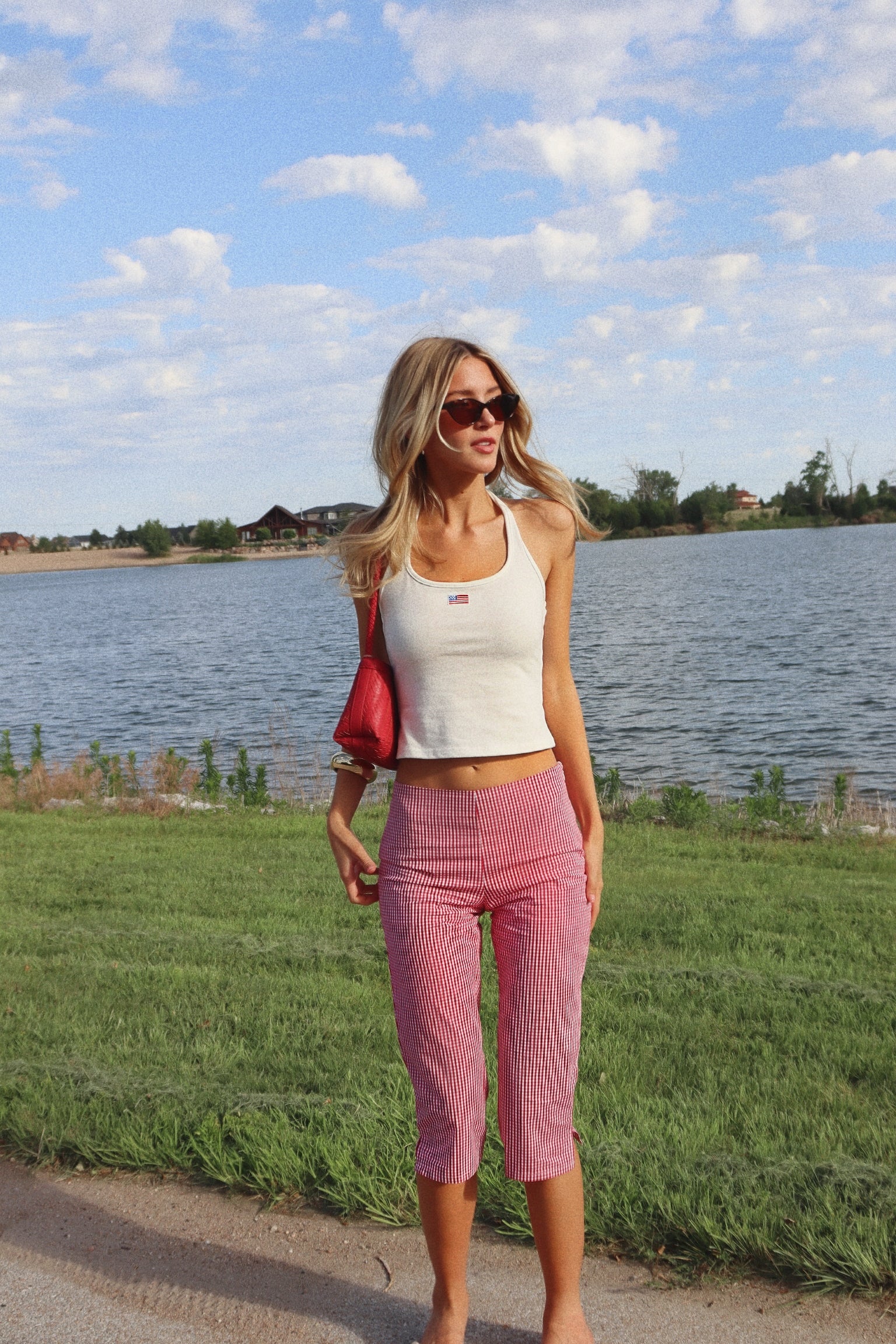 Americana Flag Embroidered Halter Top