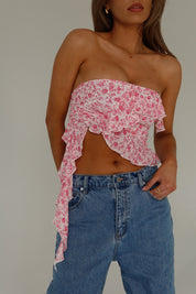 RESTOCKED :Zoey Pink Floral Strapless Top