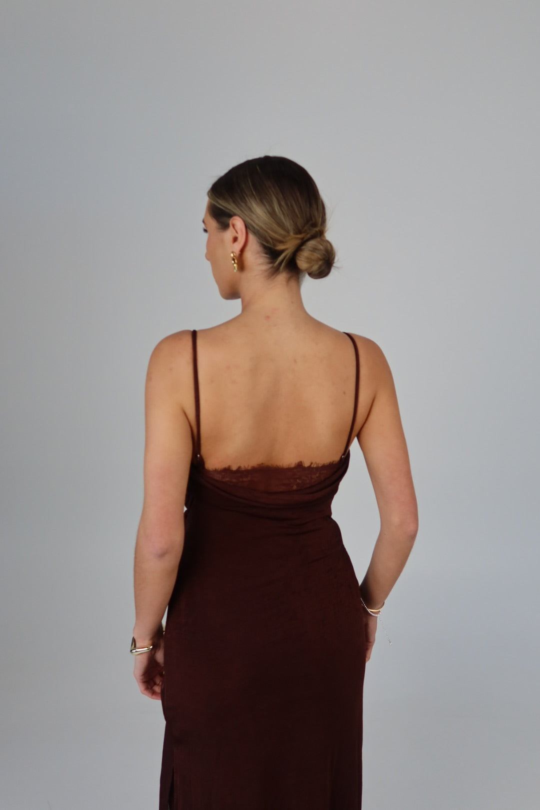 Mocha Ruched Maxi Dress