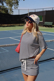 Navy Striped Boxy Tee