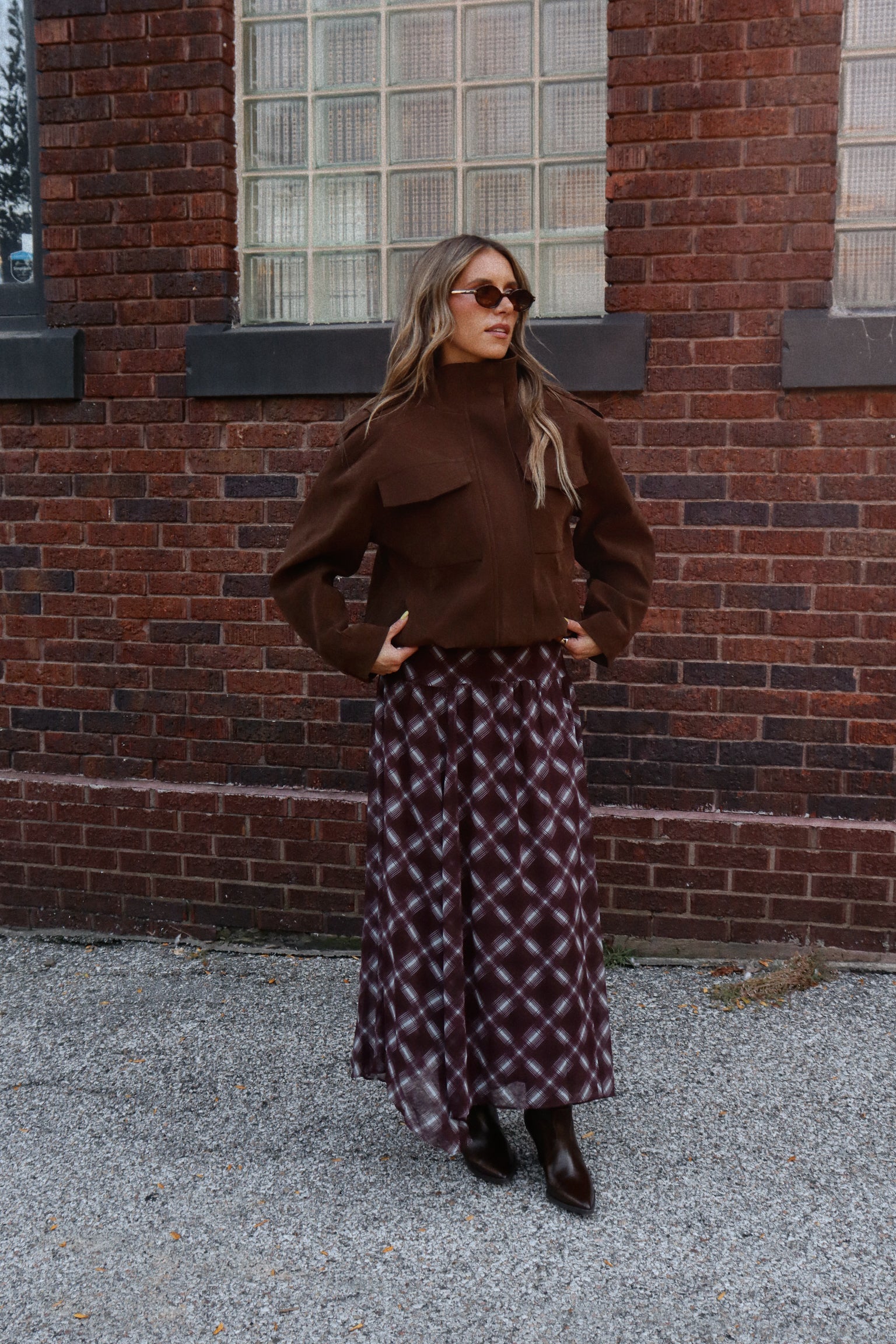 Presley Plaid Chiffon Maxi Skirt