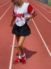 Huskers Cropped Baseball Jersey In White