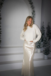 Champagne Hour Sequin Maxi Skirt