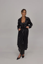 Black Pleather Trench Coat