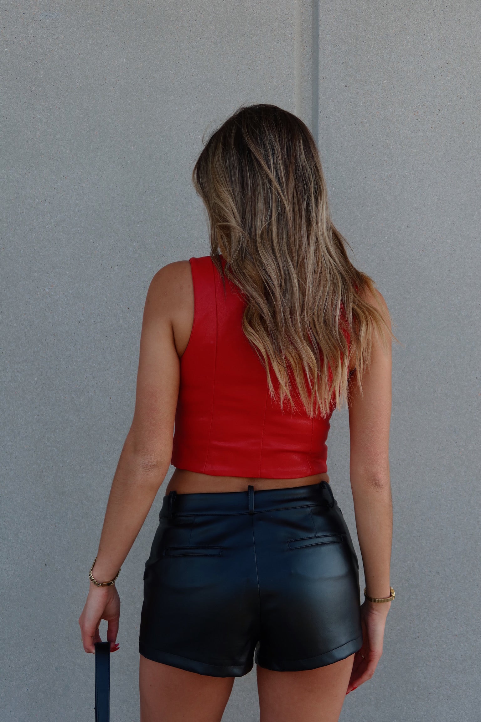 Red Faux Leather Vest