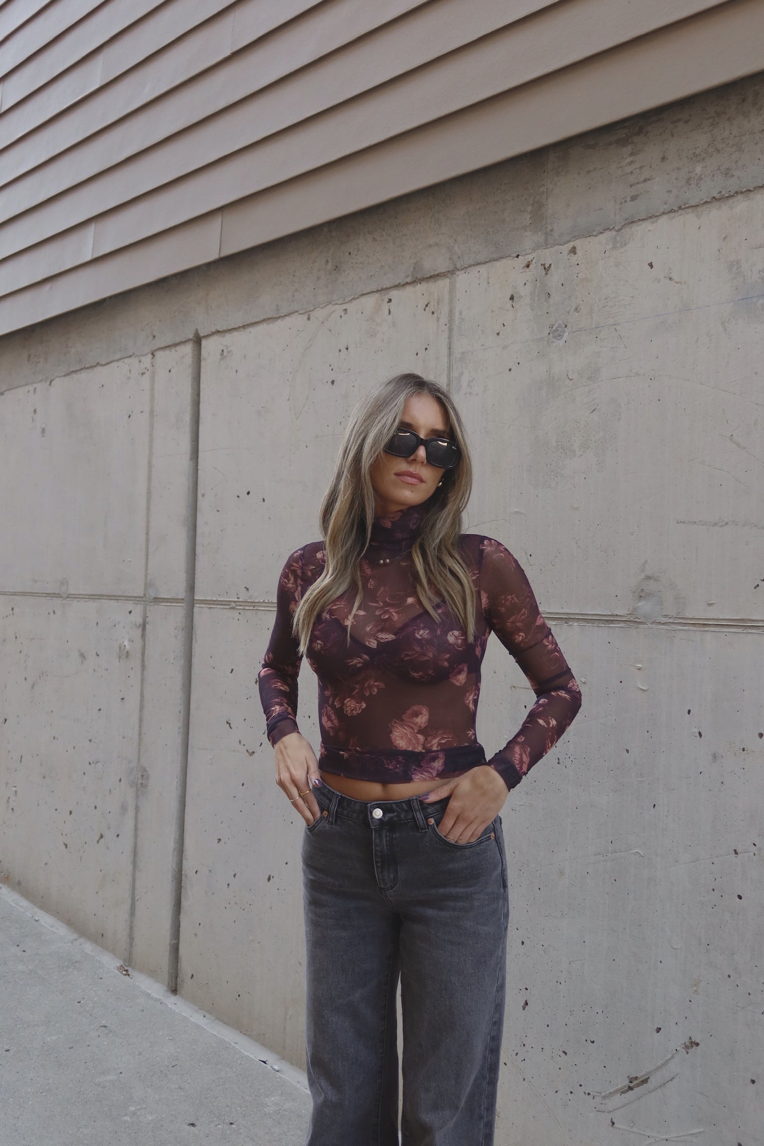 Ezra Floral Mesh Long Sleeve Top