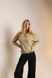 Sage Off The Shoulder Sweater