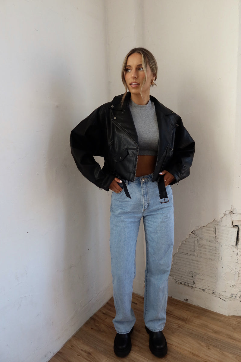 Zayna Leather Moto Jacket