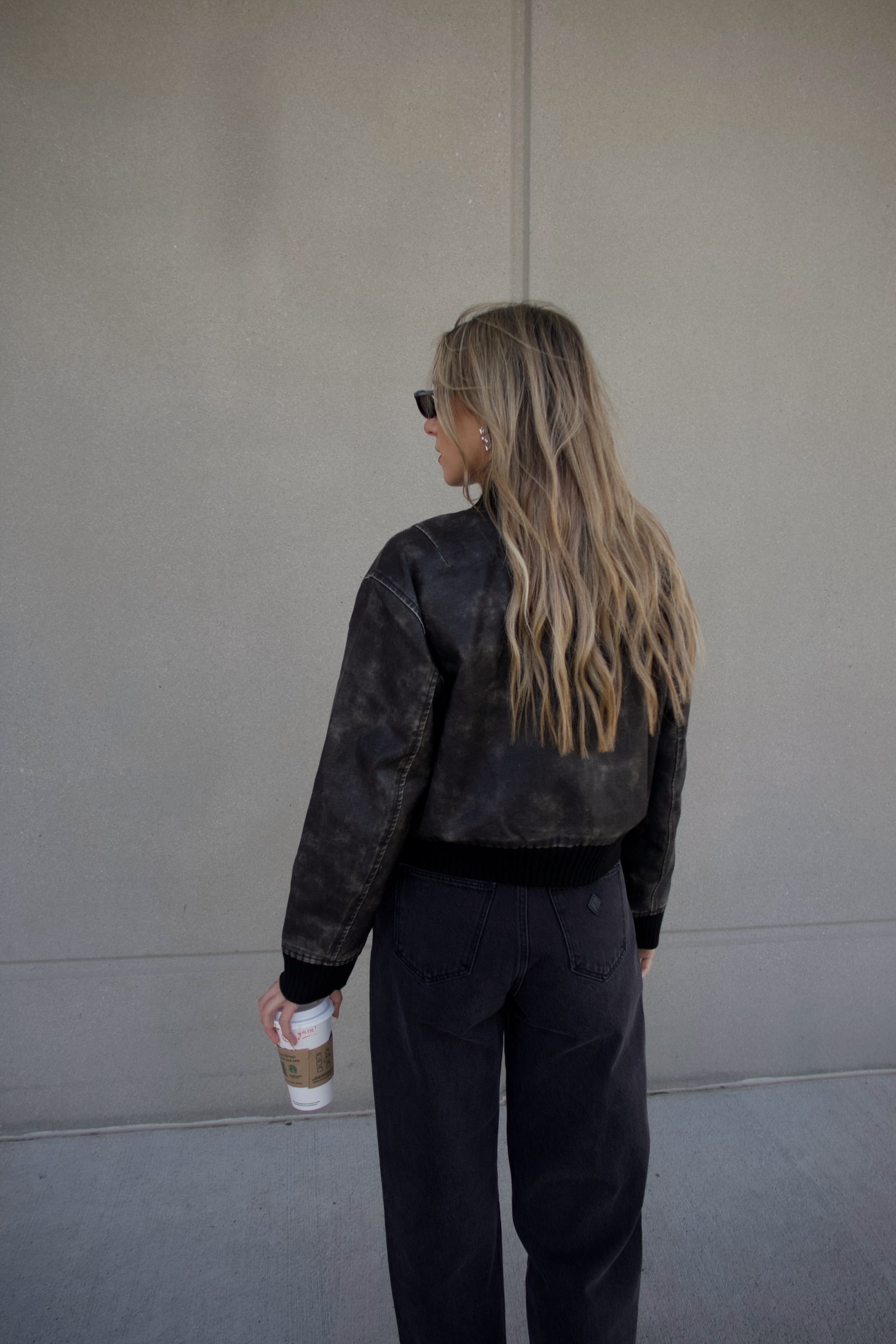 Washed Black Faux Leather Jacket