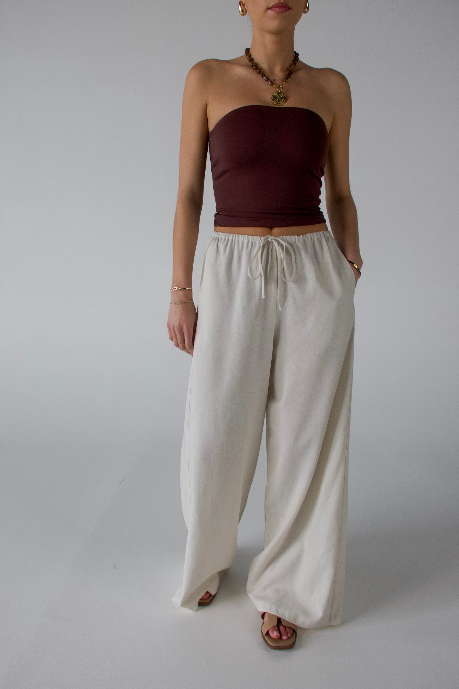 Nylee Seamless Tube Top in Brown