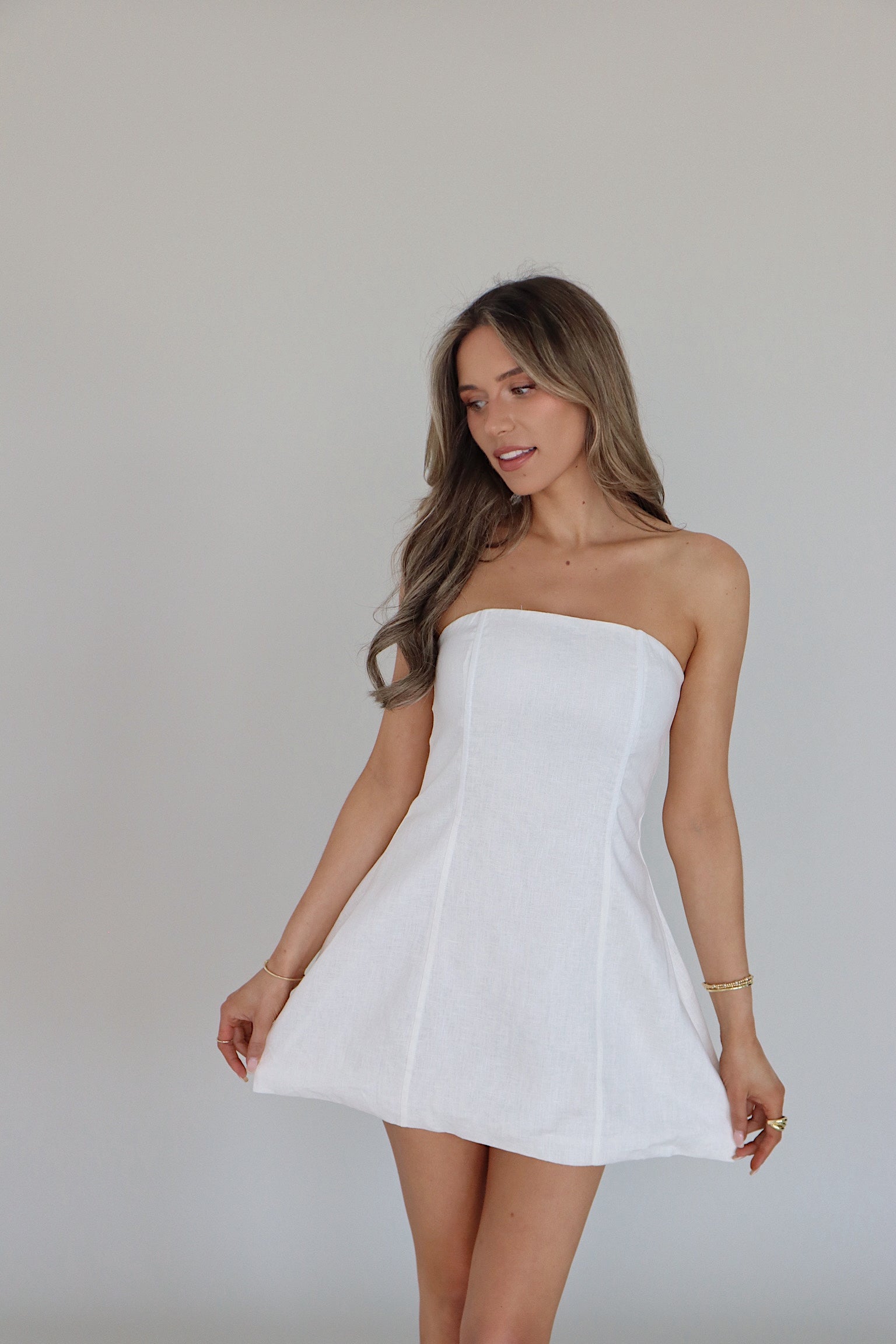 Vienna White Linen Mini Dress
