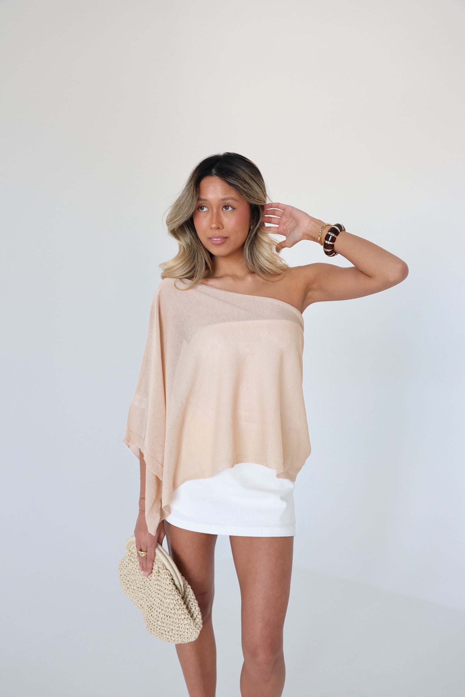 White Linen Blend Mini Skort
