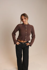 Eden Button Down Mock Neck