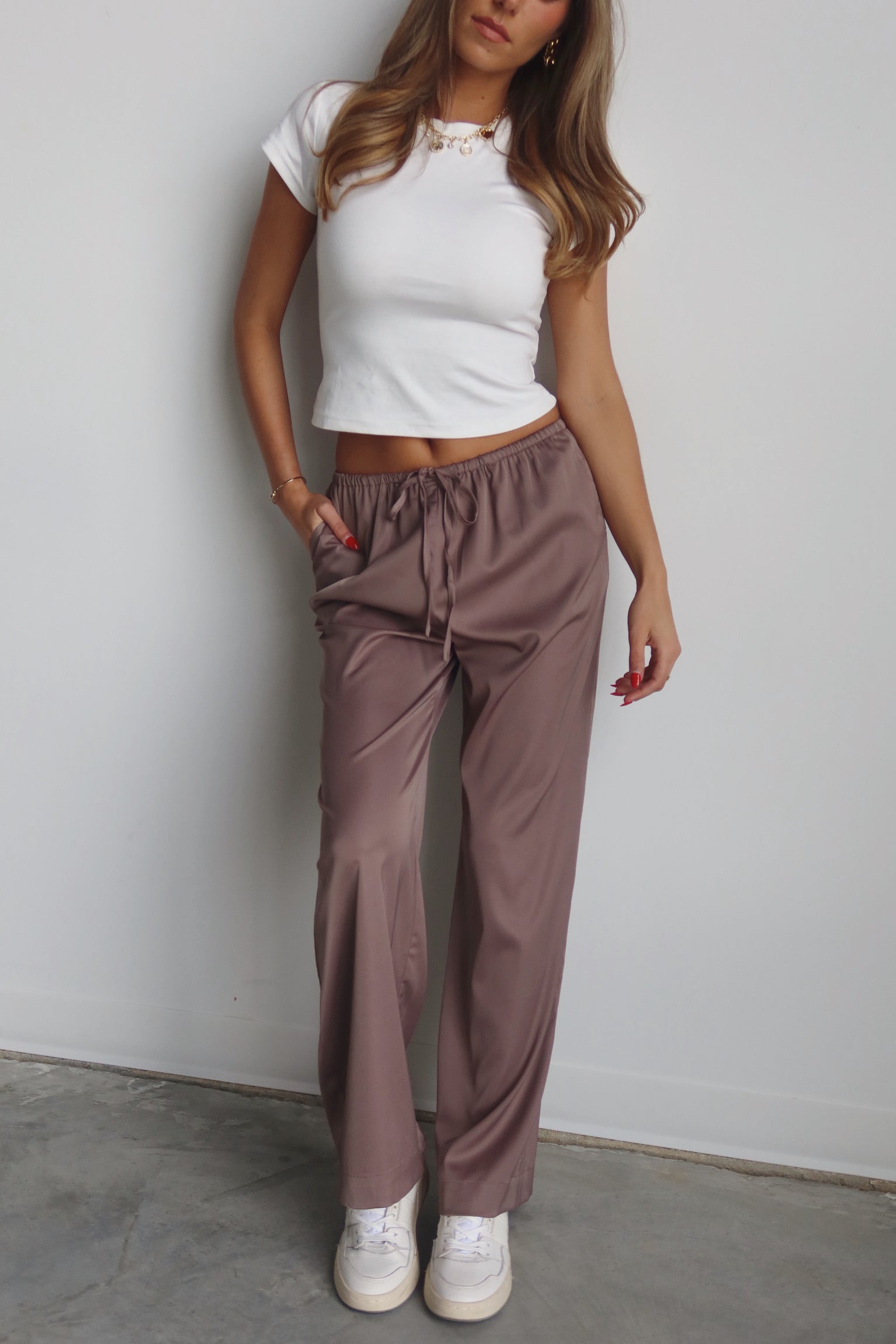 Sofia Straight Leg Satin Pants