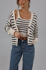 The Striped Knit Cardigan & Tank Set