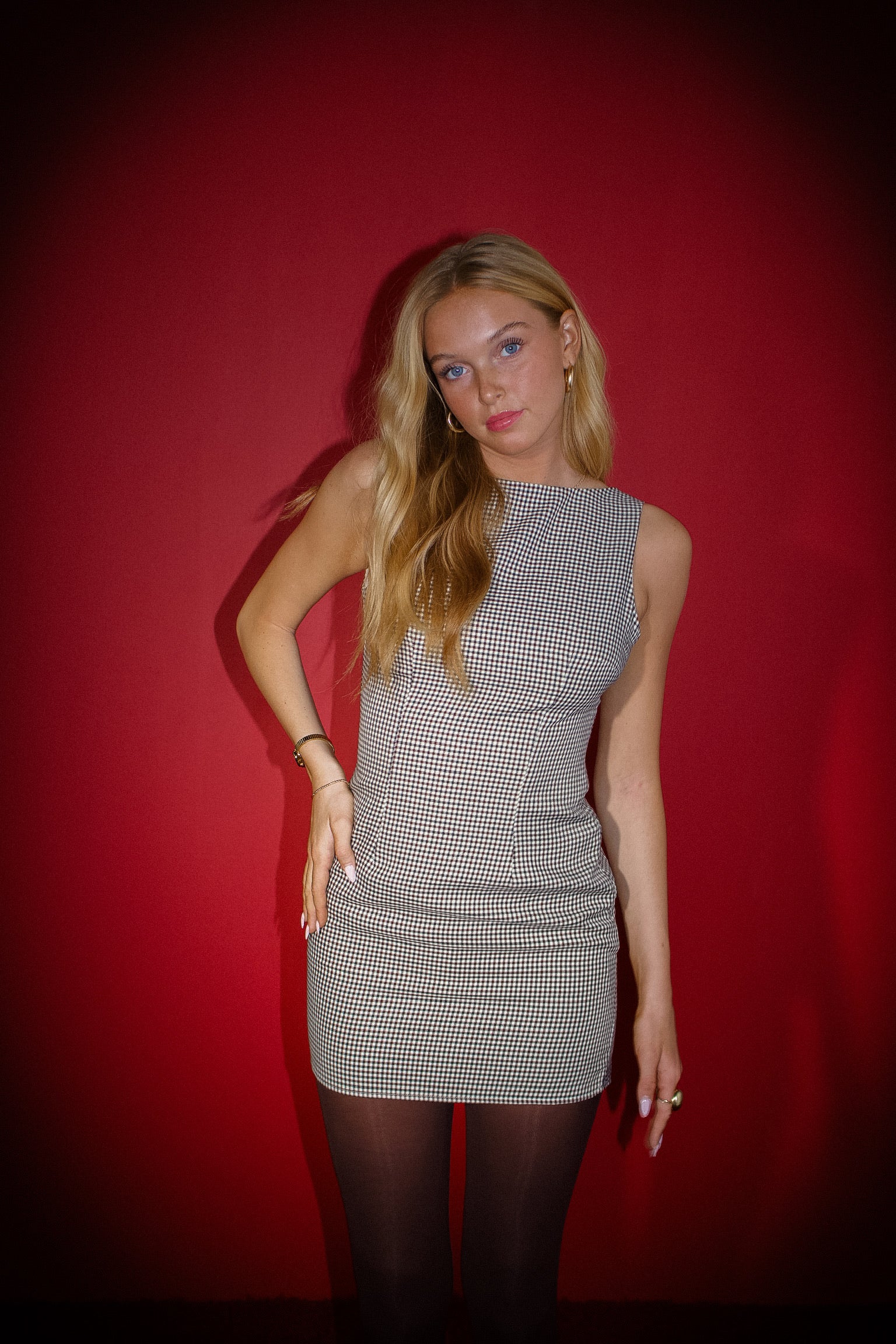 Vivien Houndstooth Mini Dress