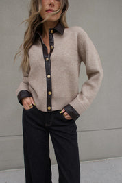 Myah Contrast Collared Cardigan