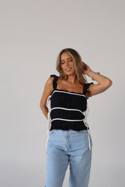 Marnie Side Tie Top in Black