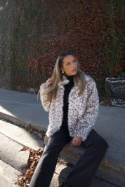 Snow Leopard Faux Fur Jacket