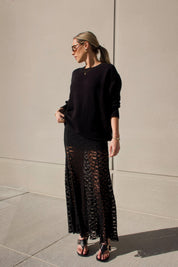 Esme Black Lace Maxi Skirt