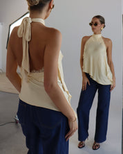 Capri Satin and Lace Contrast Halter Top