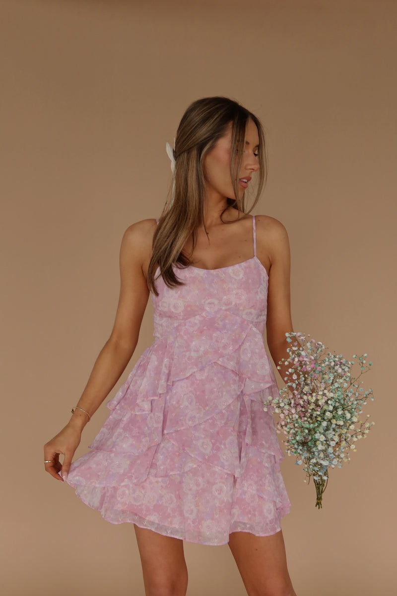 Rose Ruffled Mini Dress