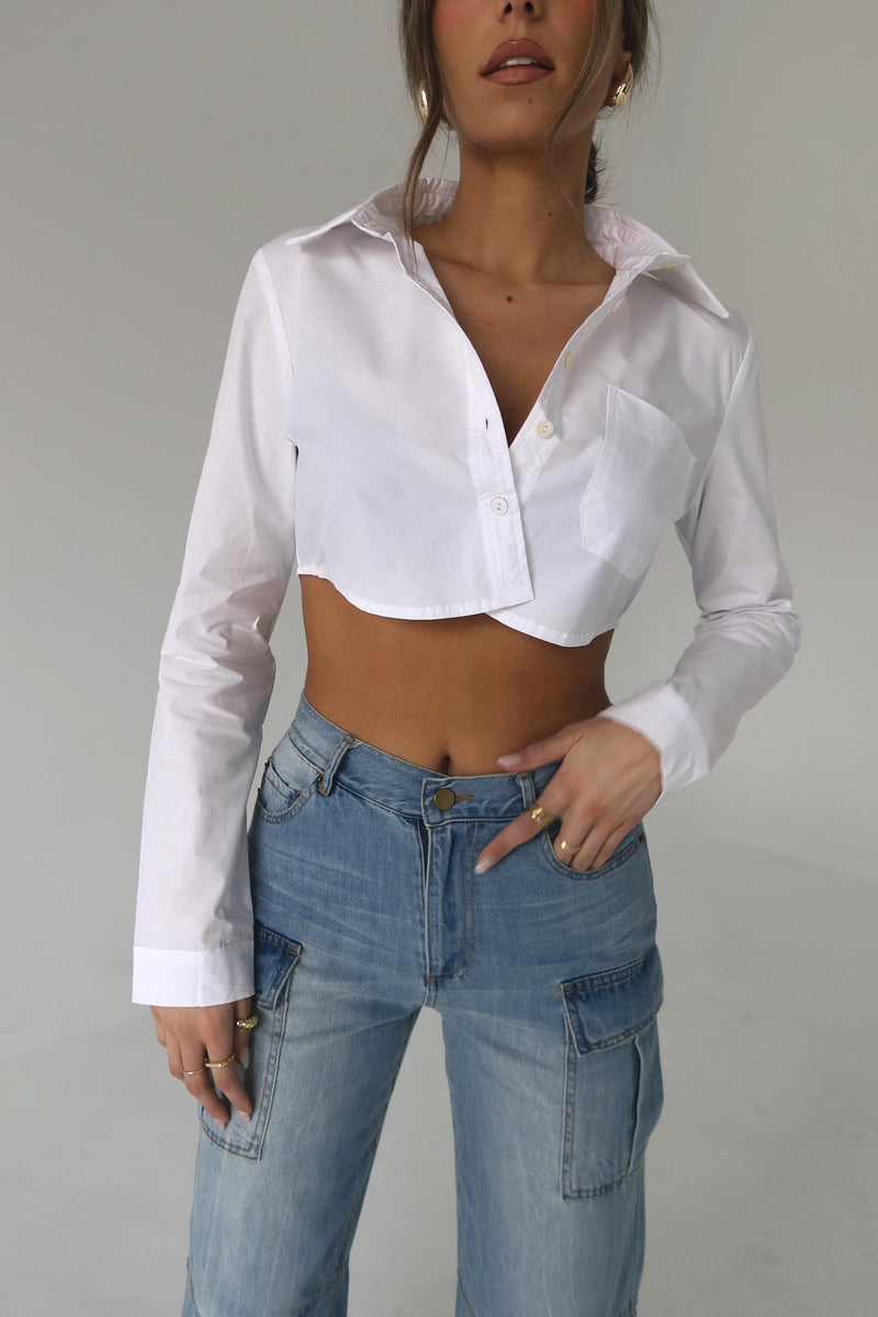 Evie Cropped Button Down Top