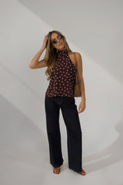 Polina Pink Polka Dot Halter Top