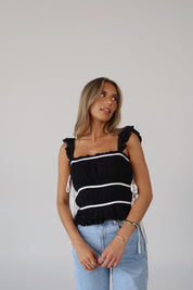 Marnie Side Tie Top in Black