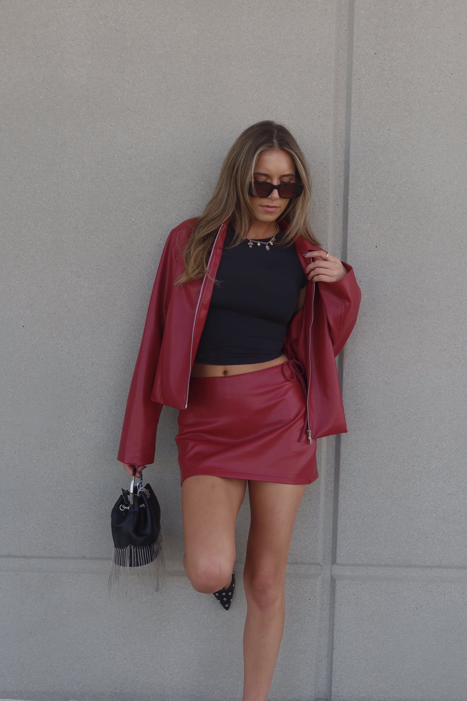 Pleather Side-Tie Mini Skort