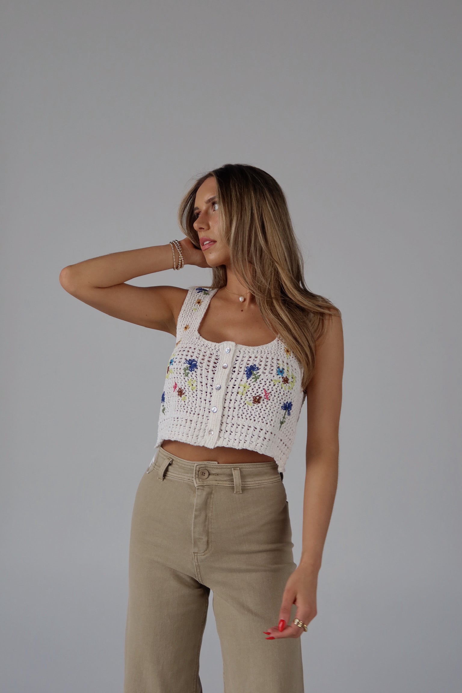 Indy Floral Embroidered Tank