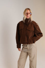 Chocolate Suede Bomber