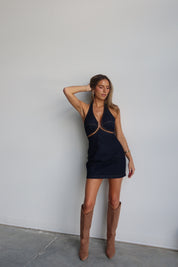 Denim Mini Dress with Cutout