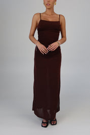 Mocha Ruched Maxi Dress