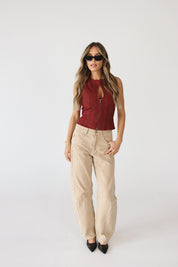 Jovie Burgundy Denim Top