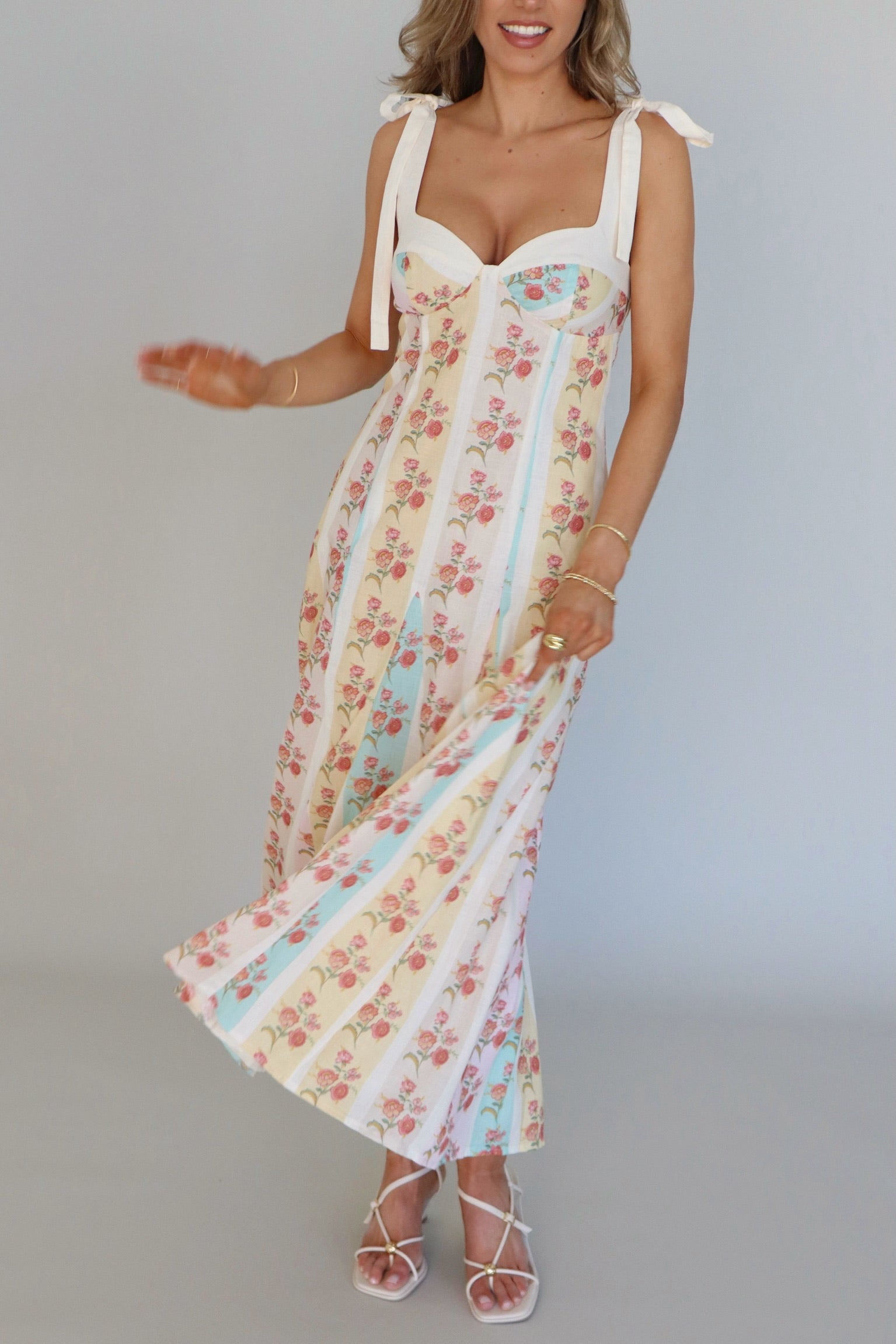 Piper linen Floral Midi Dress
