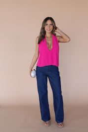 Demi Wrap Top In Magenta