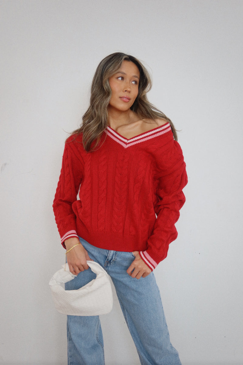 Sweetheart Cable Knit Sweater