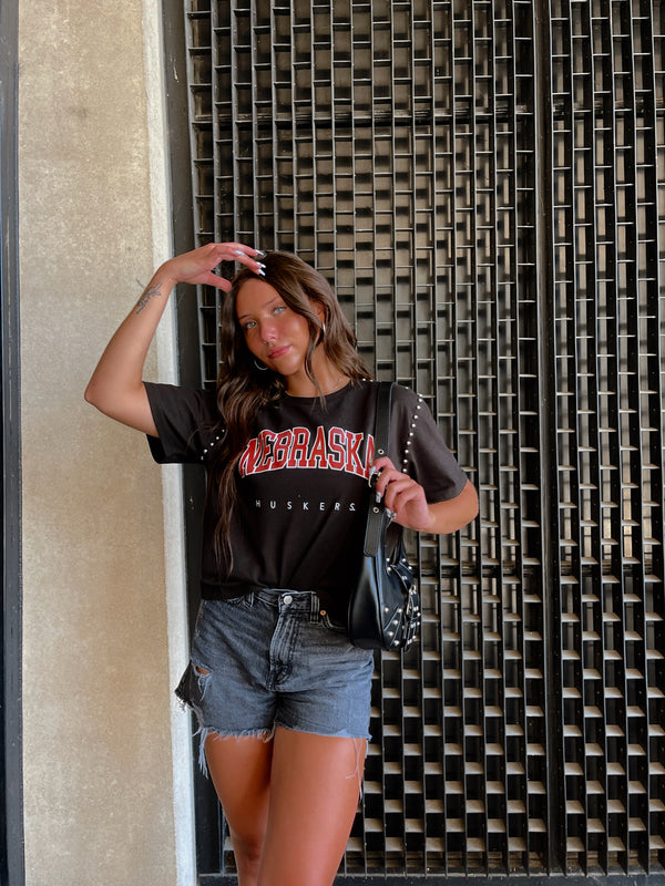 Nebraska Huskers Studded Top