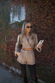 Brooklyn Structured Woven Cropped Blazer