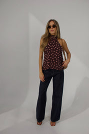 Polina Pink Polka Dot Halter Top