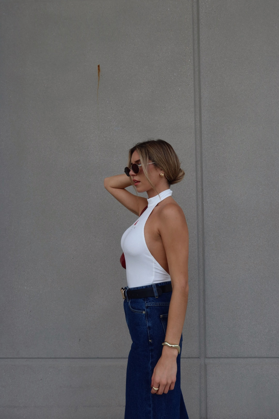 Nebraska Ribbed Bodysuit In White