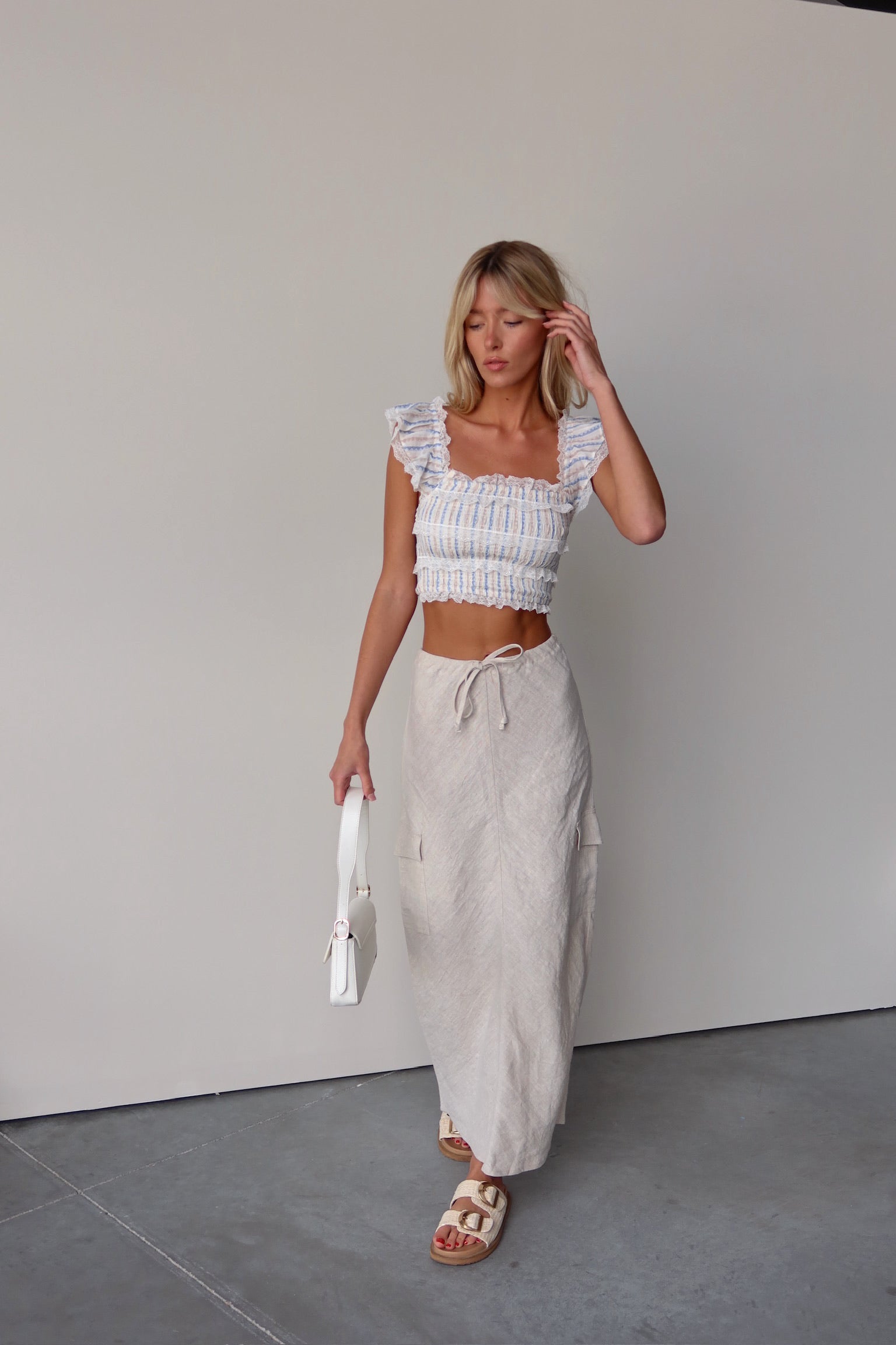 Gabrielle Smocked Cropped Top