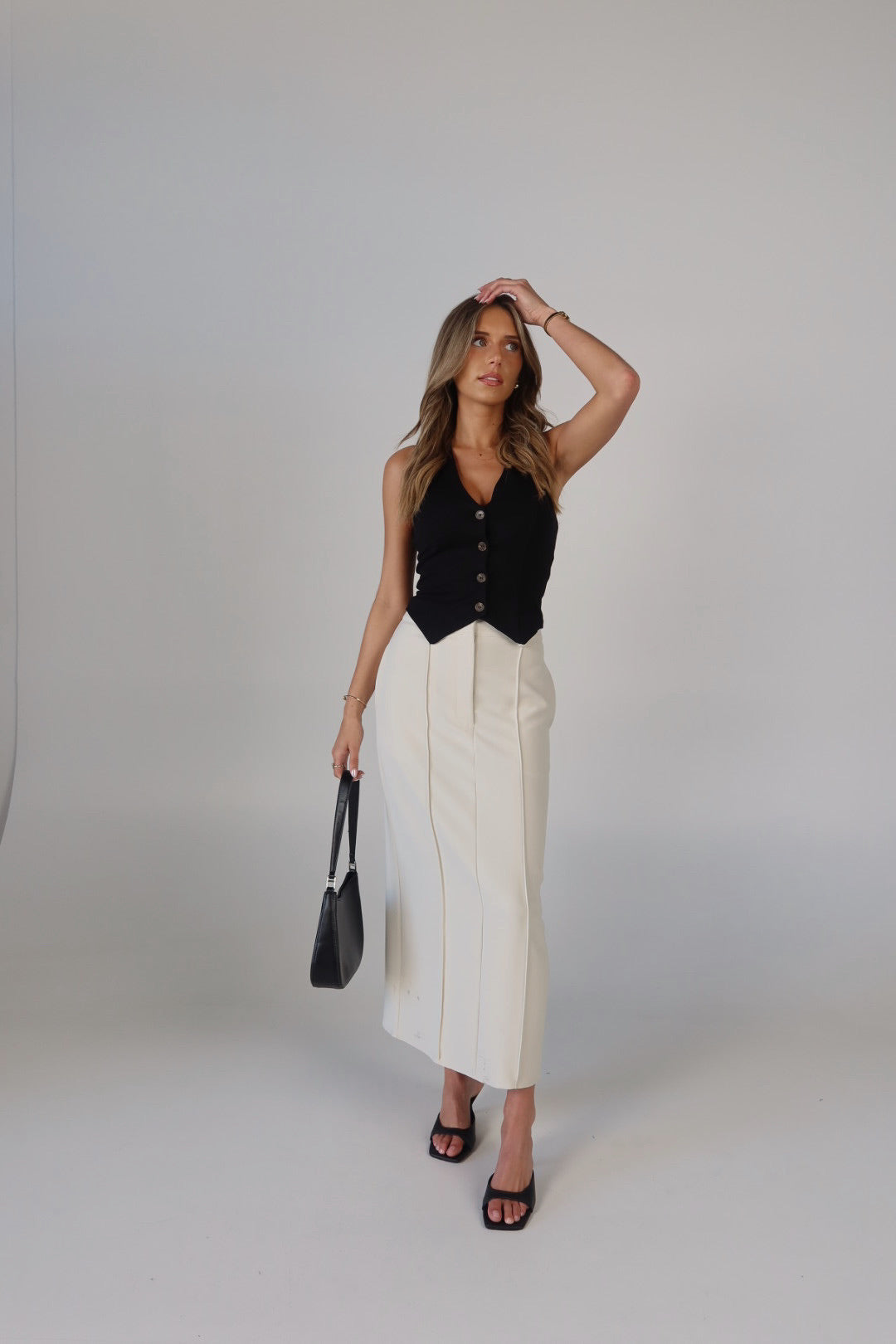 Tailored Maxi Skirt in Beige