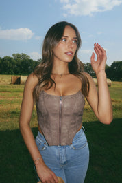 Haley Strapless Leather Corset Top