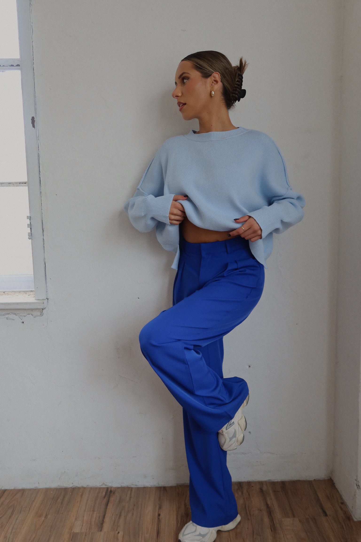 Lizzy High Waist Trousers In Blue