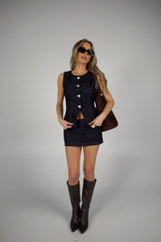 Aria Dark Wash Denim Skort