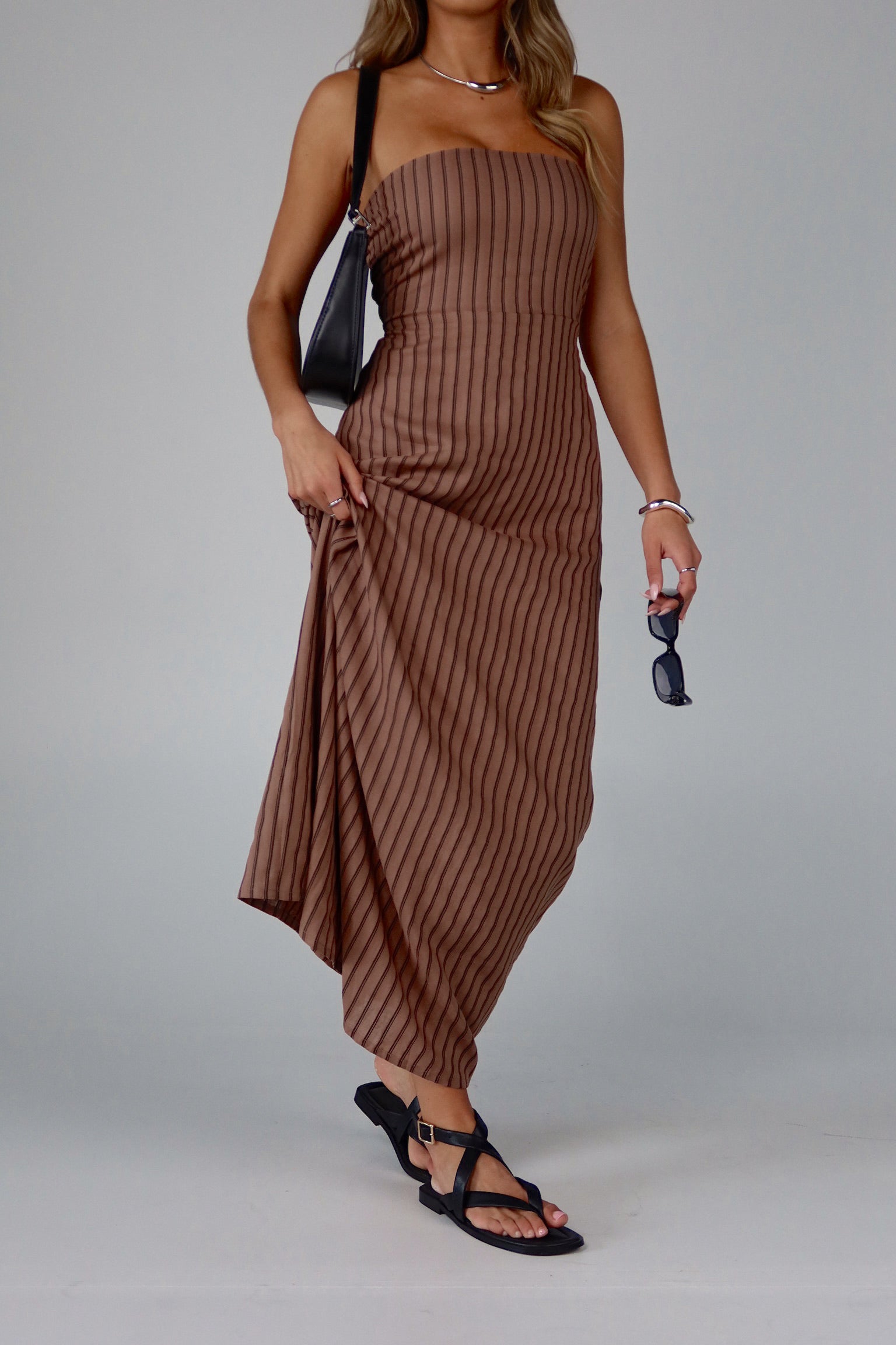 Maranda Strapless Linen Blend Maxi Dress